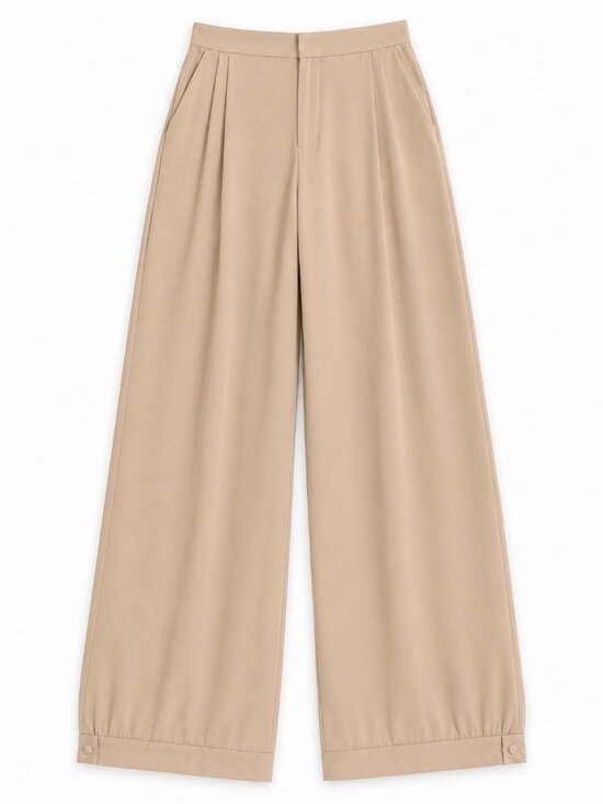 Pants - Women's High-Rise Wide-Leg Pants in Beige